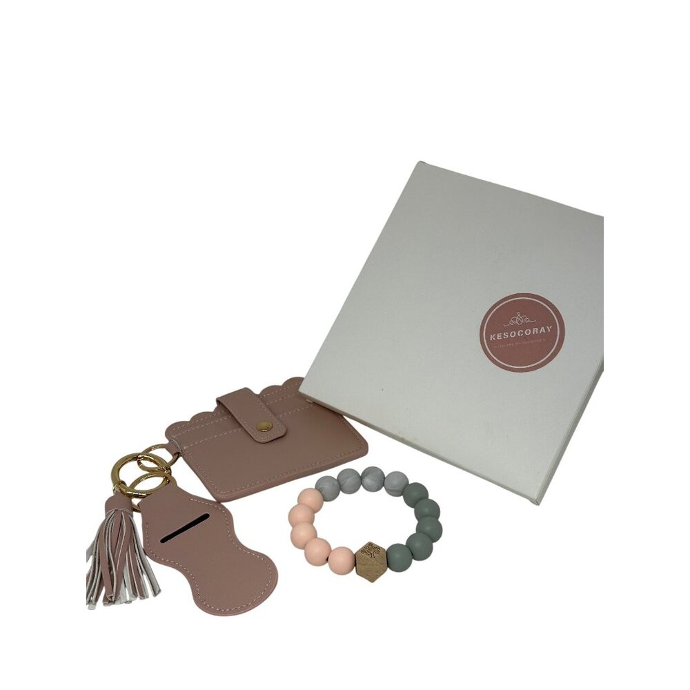 Kesocoray You Are My Sunshine Silicone Bead Bangle Keychain, Card Wallet Set NIB